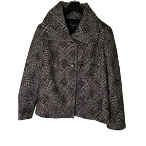 Talbots button front jacket Wool blend black and white women’s size 12 NWT